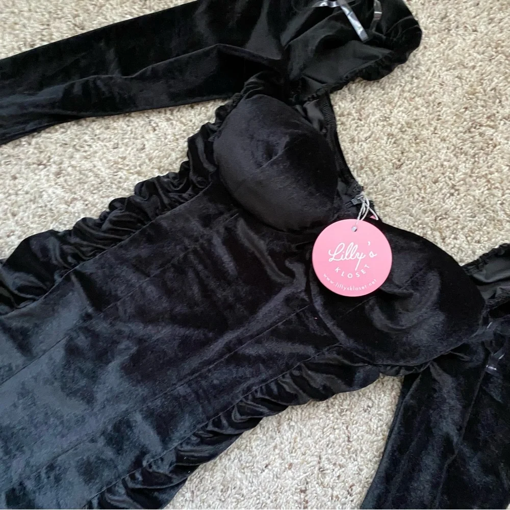 Velvet Ruched Mini Dress - Picture 4 of 4